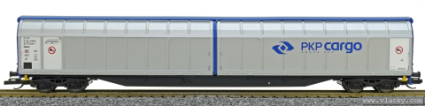 krytý nákladní vůz modrý se stříbrnými posuvnými bočnicemi, typ Habbins