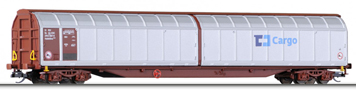 krytý nákladní vůz červenohnědý se stříbrnými posuvnými bočnicemi, typ Habbillns
