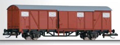 krytý nákladní vůz červenohnědý s šedou střechou, typ Hbcs 300