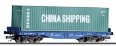 nákladní vůz plošinový modrý ložený kontejnerem 40 ', typ Sgmmns <sup>4505</sup>