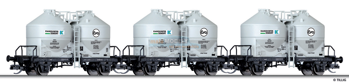 Set tří nákladních vozů Ucs 909 pro přepravu prachu <b>Karsdorfer Zement/EVA</b>