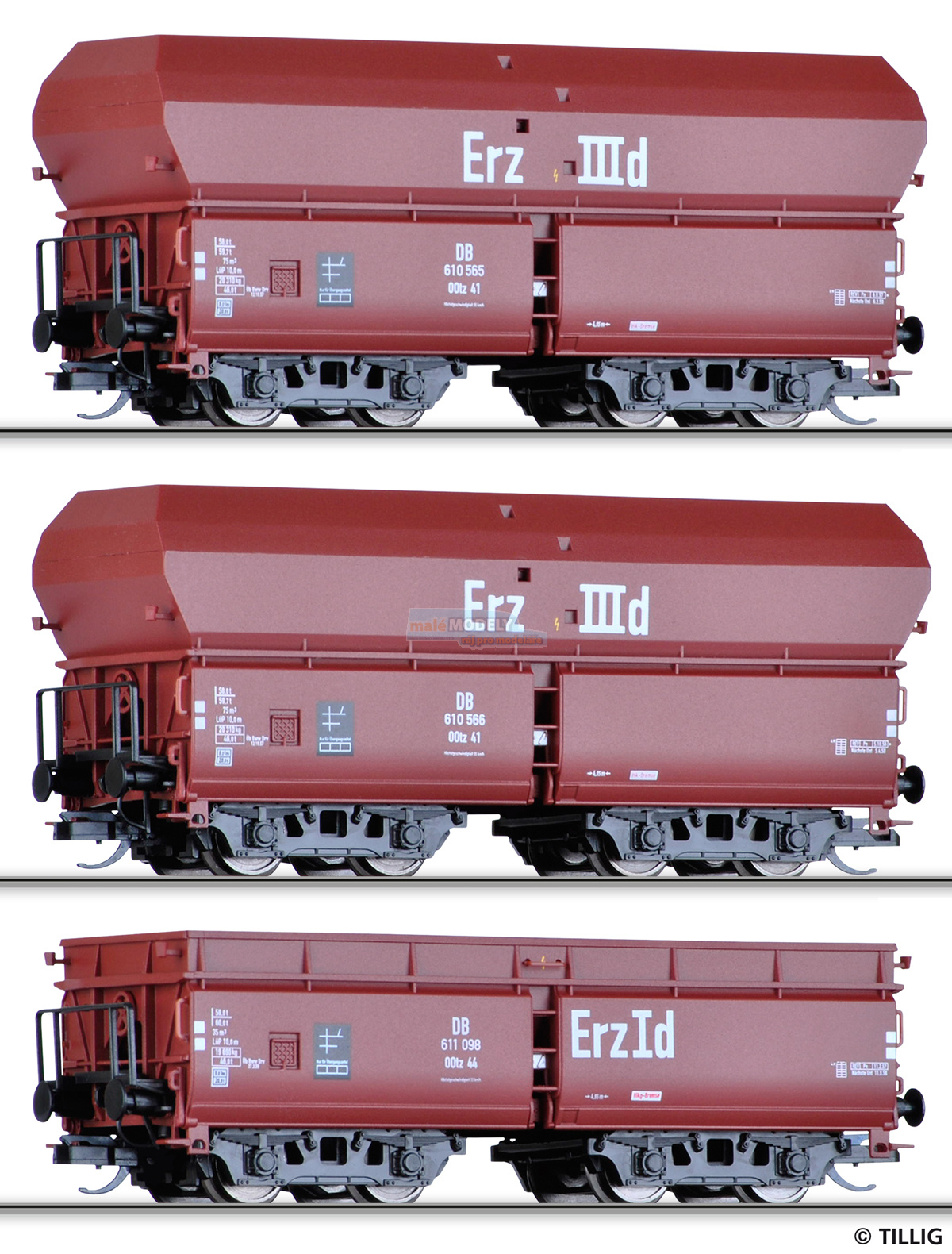 Set 3 samovýsypných vozů <b>Erzzug 1</b> - 00tz 41 a 00tz 44