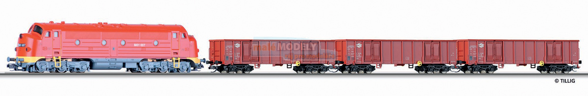 Digitální start set - dieselová lokomotiva řady M61 se zvukem a 3 otevřené nákladní vozy Eaos