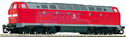 Motorová lokomotiva BR 219 - červená-tmavěšedá s černými podvozky