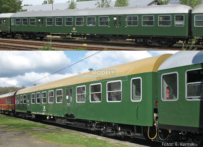 Reisezugwagenset der PRESS, bestehend aus zwei Reisezugwagen 2. Klasse (1x Bauart Halberstadt, 1x ehemaliger Silberling), Ep. VI