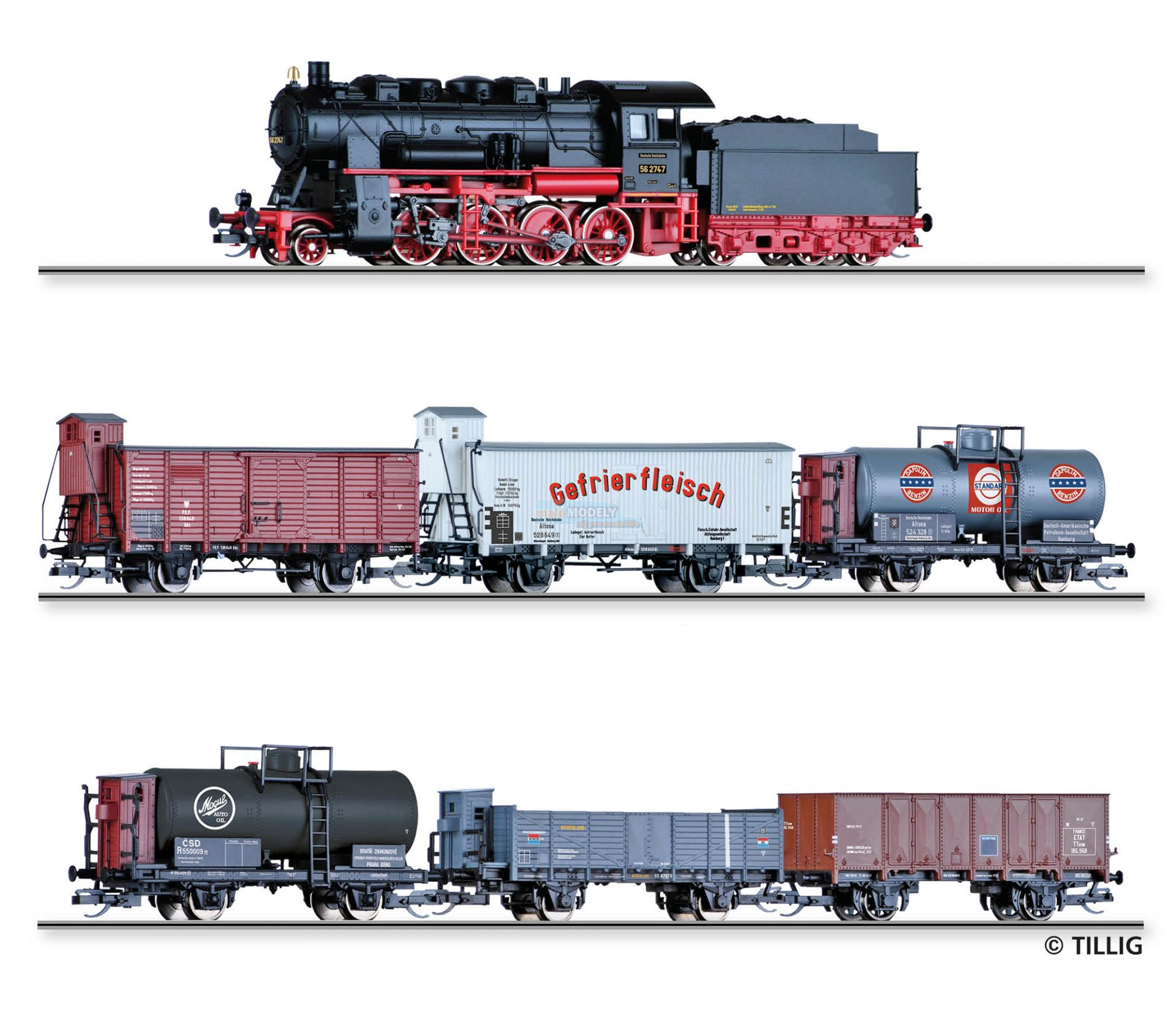 Výroční set 6 nákladních vozů s parní lokomotivou BR 56.20 (31.03.2018)