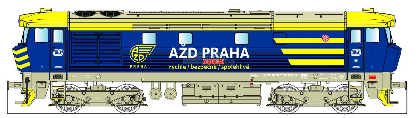 Dieselová lokomotiva Rh 749 (ex.T478.1) „AŽD Praha“