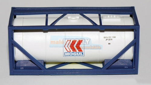 kontejner MOGUL - bílý v modré, barevné logo
