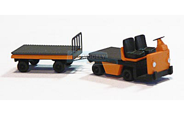 Plošinový vozík s přívěsem - oranžový