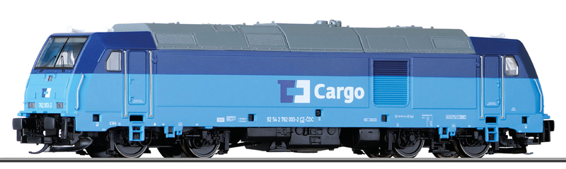 dieselová lokomotiva v barevném schematu „ČD Cargo“ 762