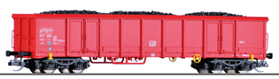 vysokostěnný nákladní vůz červený s nákladem uhlí, typ Eanos-x