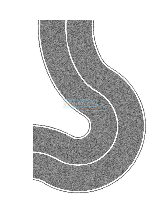 Silnice - zatáčka - šedá 66mm x 1m, (2ks)