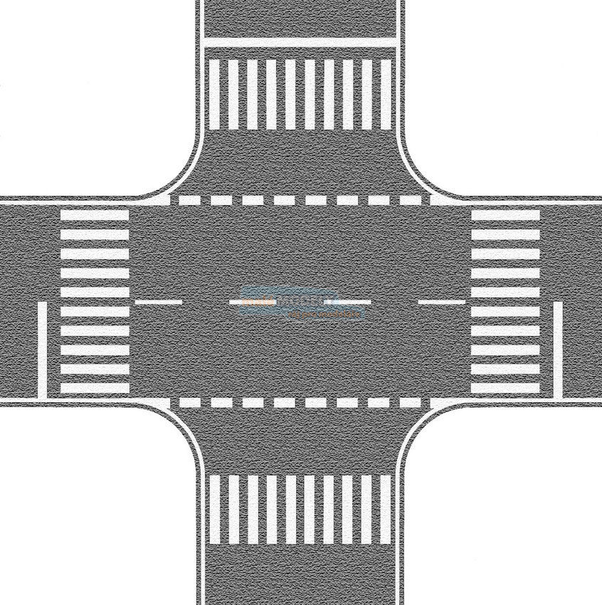 Silnice - křižovatka - šedá 220 x 220 mm