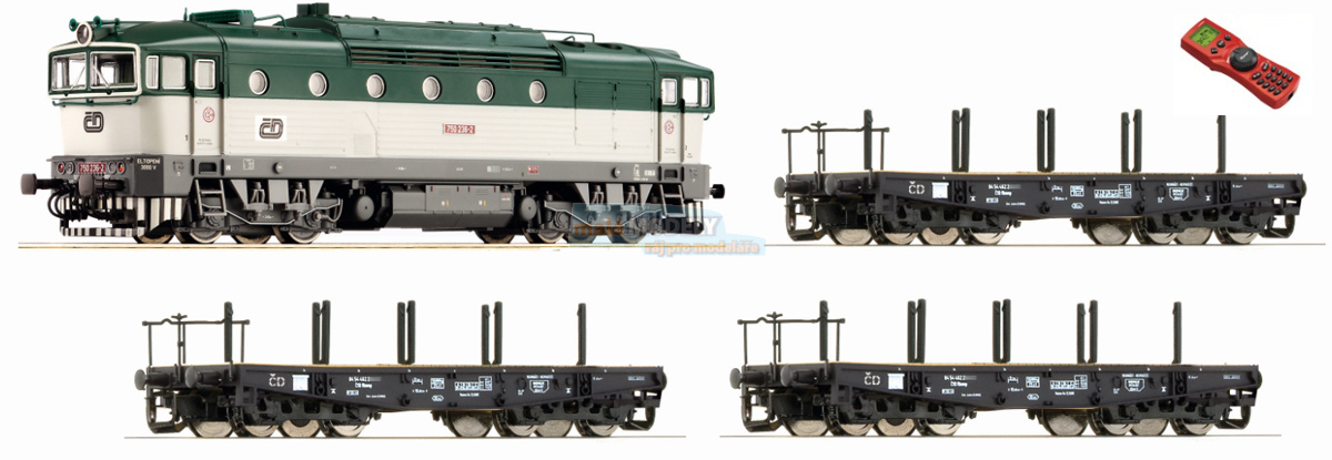 Digitální set dieselové lokomotivy + 3x plošinový vůz + centrála + multiMAUS