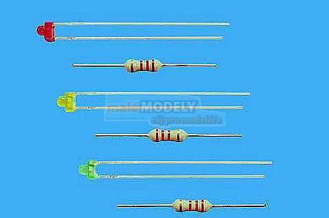 LED dioda žlutá, 3 ks, Ø 1,8 mm, včetně odporu