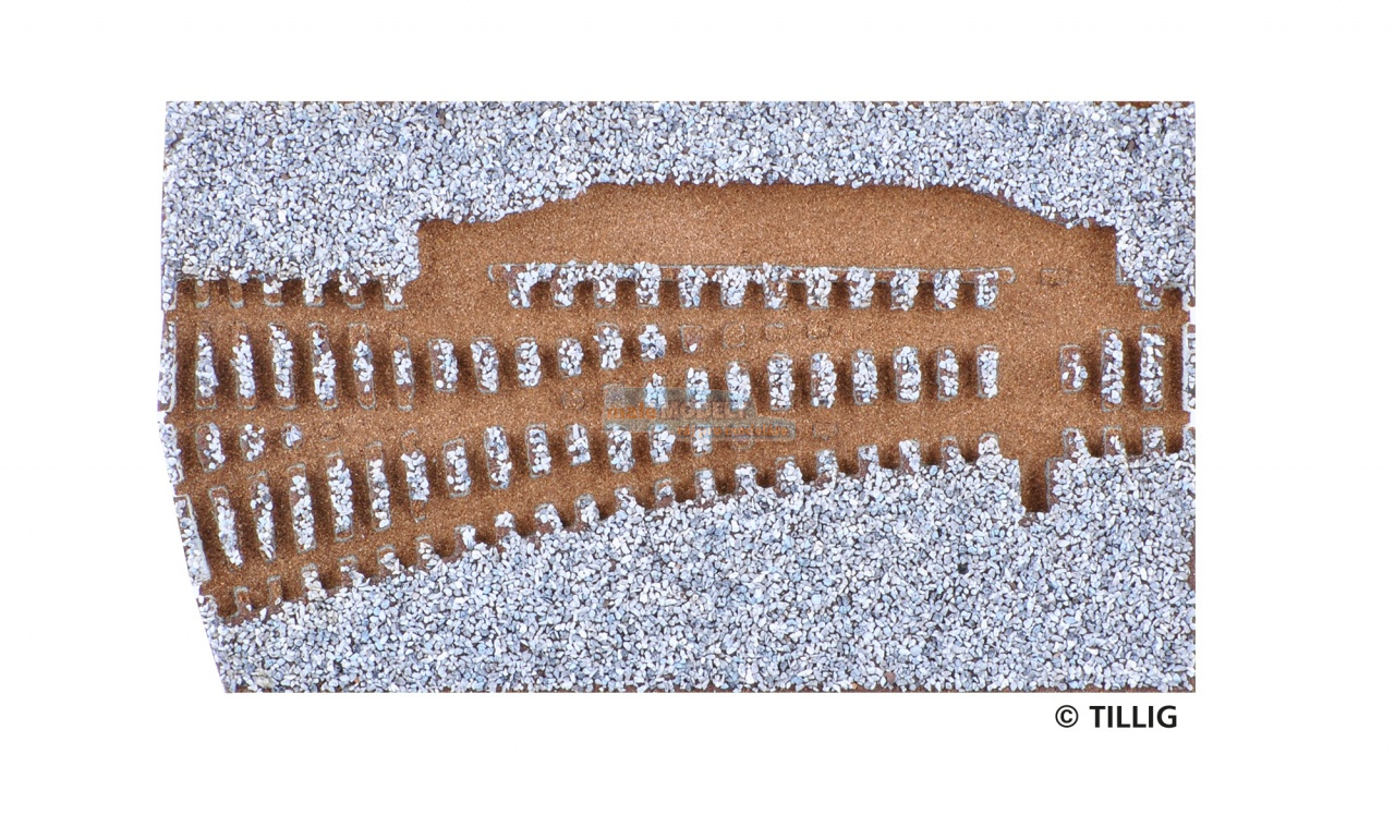 Gleisbettung Modellgleis dunkel (grau) für einfache Weiche linke Weiche (EW 1 83322 15°)