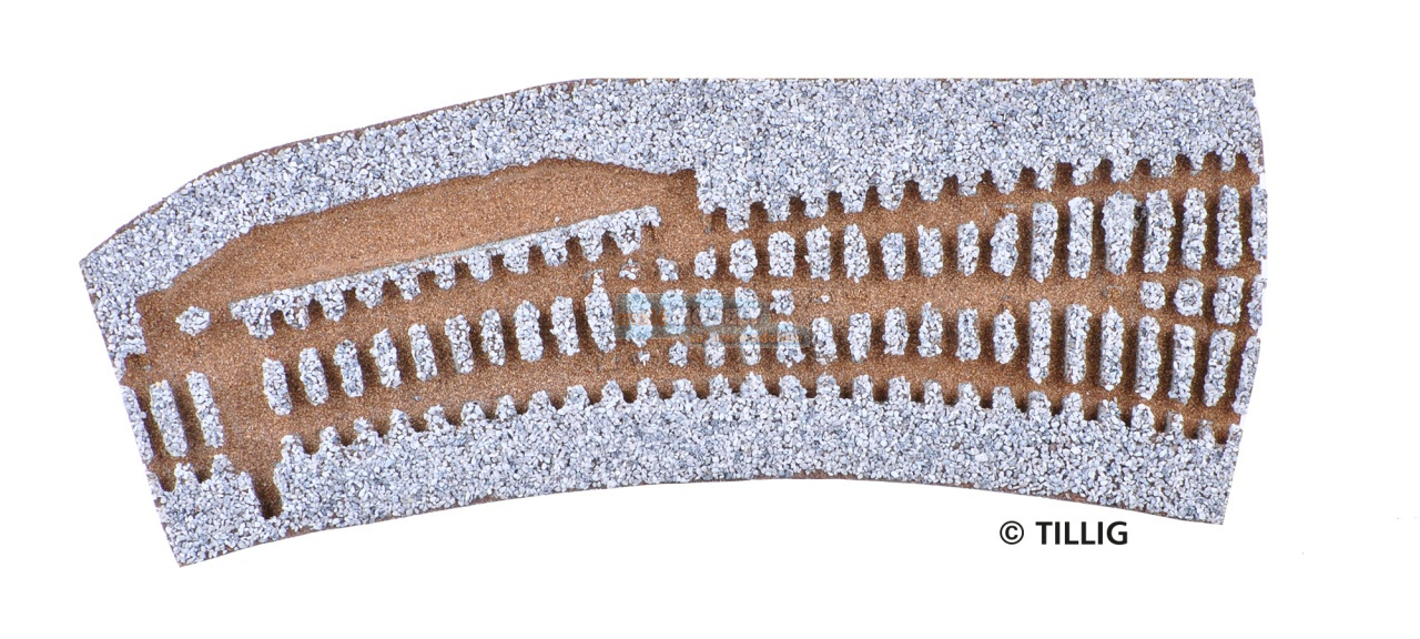 Gleisbettung Modellgleis dunkel (grau) für Innenbogenweiche rechte Weiche (IBW 83361 15°)