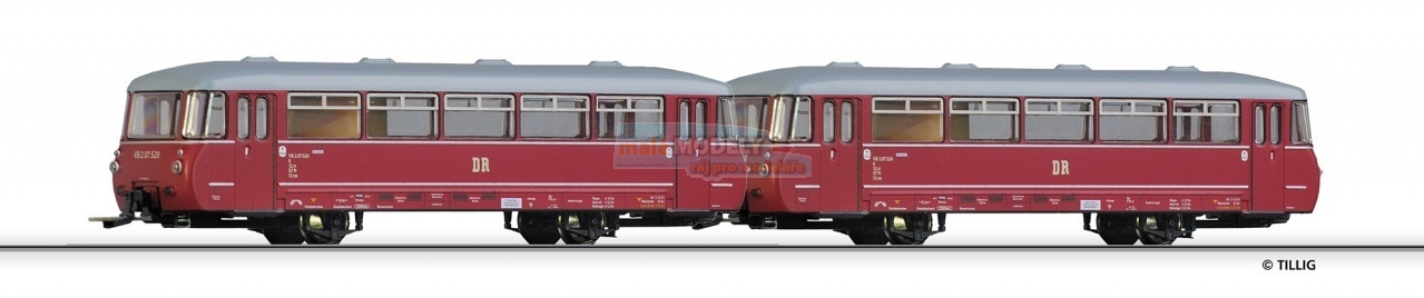 Triebwagen VT 2.09 mit Beiwagen VB 2.07 der DR Ep. III