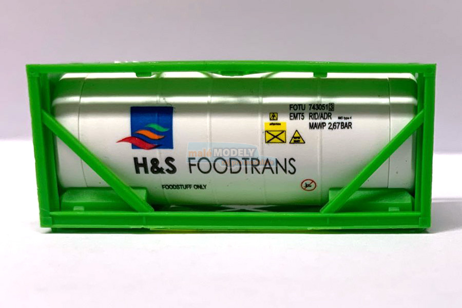 kontejner H+S F00DTRANS - bílý ve sv. zelené (barevné logo)