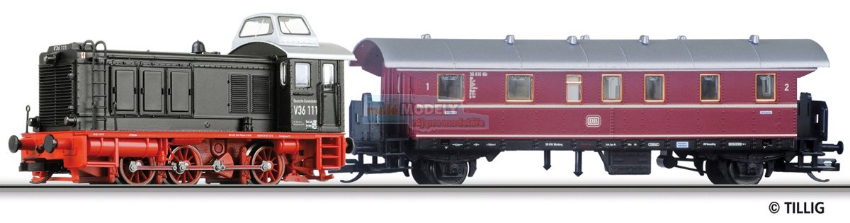 Set dieselové lokomotivy V36 111 a osobního vozu BCi 29  <b>Samba Express Teil 2</b>, Tillig-TT-Club