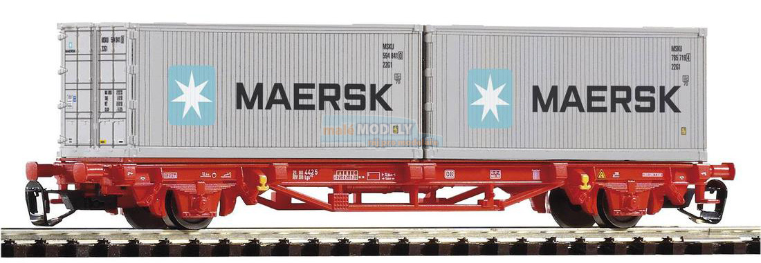 Plošinový vůz s kontejnéry 2X20 <b>Maersk</b>