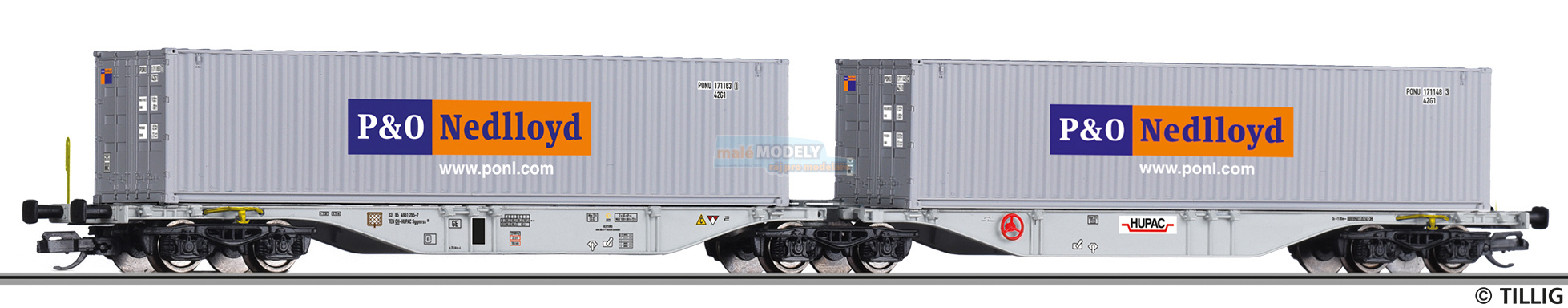 Containertragwagen Sggmrs der HUPAC AG (CH), beladen mit zwei 40 Containern, Ep. VI