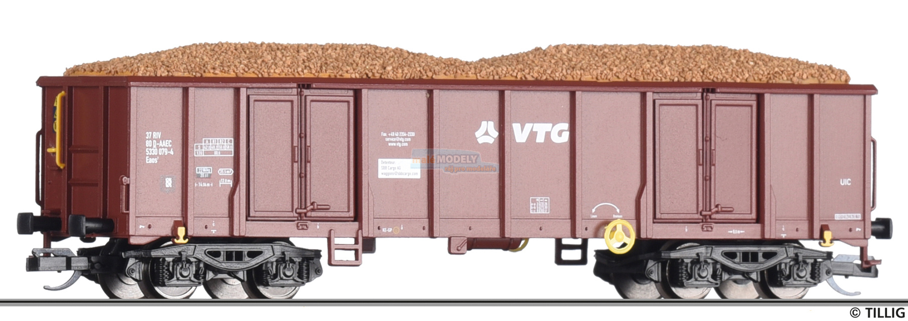 Otevřený nákladní vůz Eaos „VTG“ s nákladem, AAE Cargo