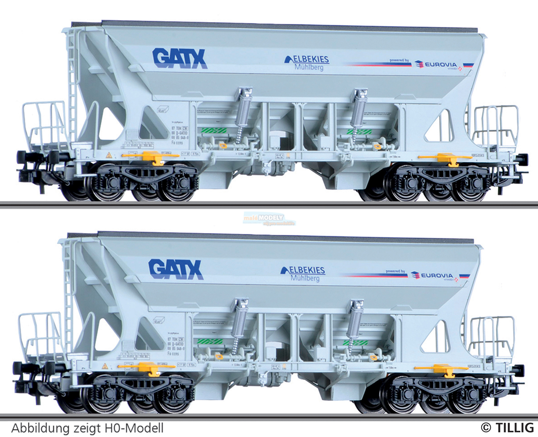 Güterwagenset der GATX/EUROVIA, bestehend aus zwei Selbstentladewagen Faccns, Ep. VI -FORMNEUHEIT-