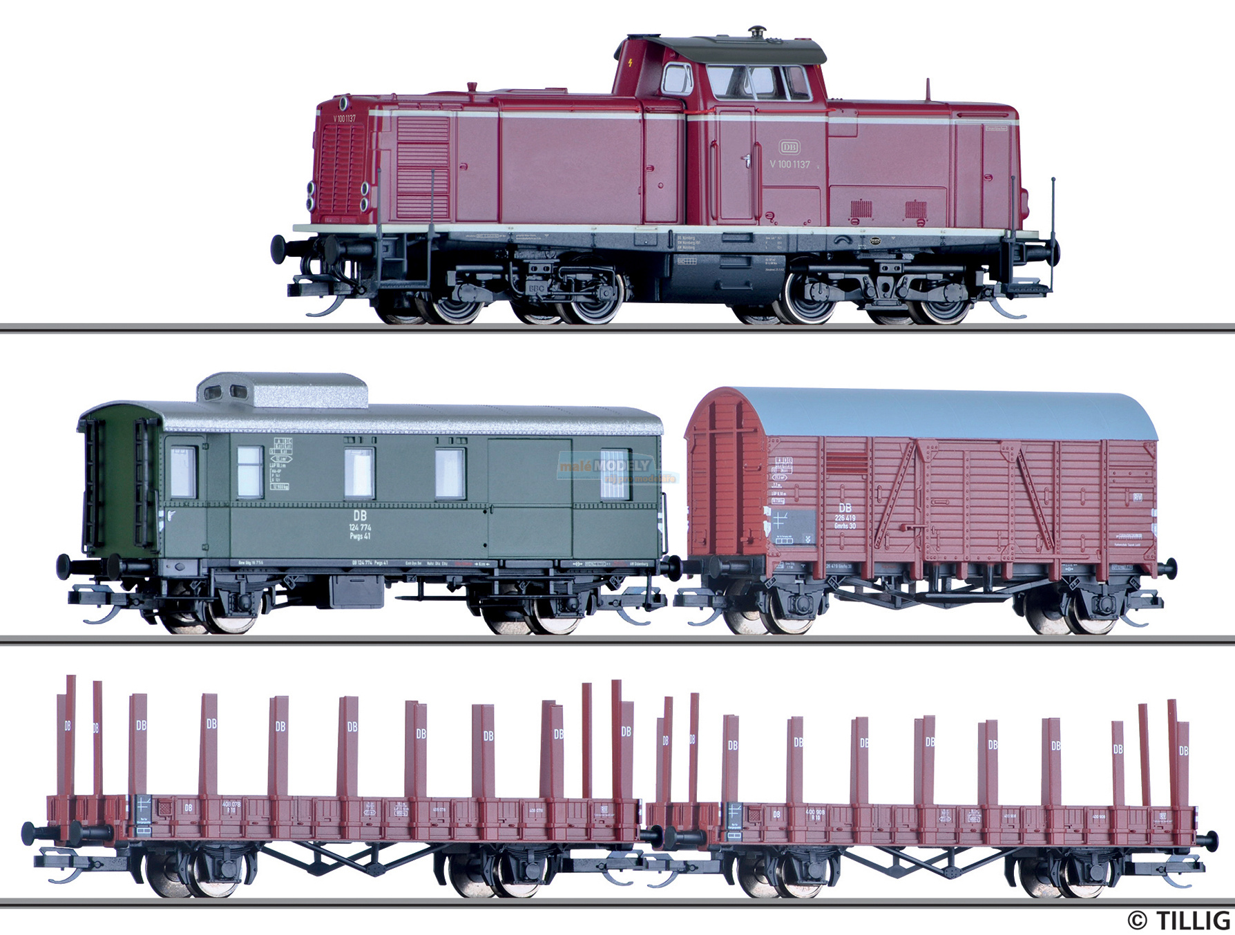 Digitální start set - dieselová lokomotiva V 100.10 s dekodérem a 4 vozy