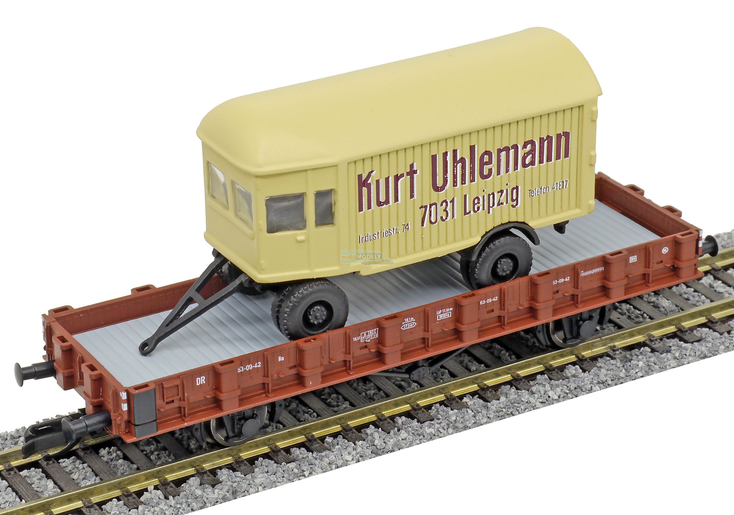 Nízkostěnný vůz R s nákladním přívěsem „Kurt Uhlemann“, Tillig-TT-Club