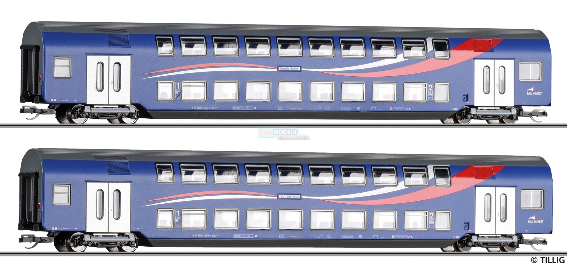 Set dvou osobních patrových vozů DBz750 2. tř., SRI - (31.03.2023)