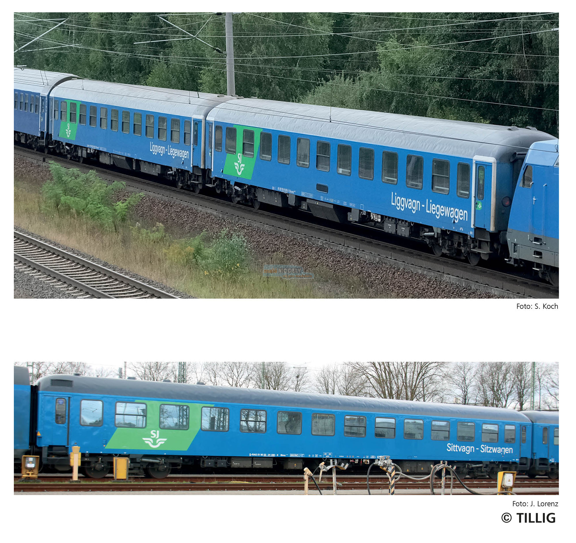 Reisezugwagenset der RDC Deutschland GmbH, bestehend aus einem Reisezugwagen 2. Klasse und zwei Liegewagen, Ep. VI