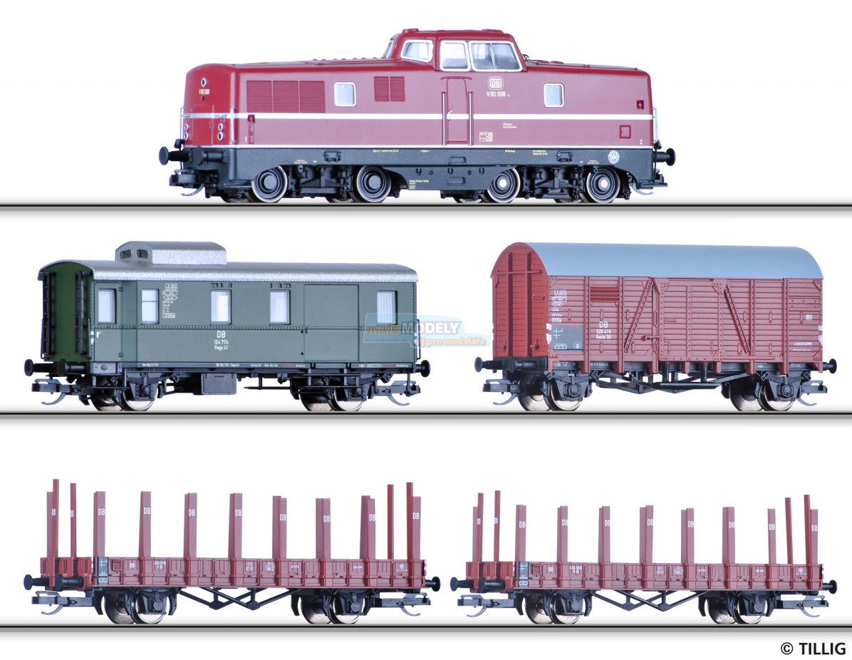 Digitální start set - dieselová lokomotiva V 80 s dekodérem a 4 vozy