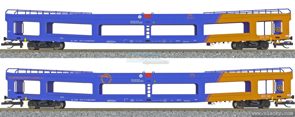 Set dvou vozů DDm916 pro přepravu automobilů, ZSSK, VI